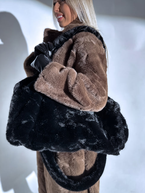 Melna, pūkaina soma "TEDDY LUX"